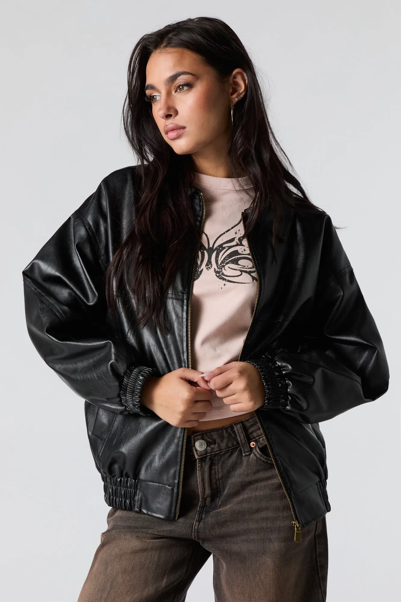 Oversized Faux Leather Jacket sold by Urban Planet product image thumbnail 4