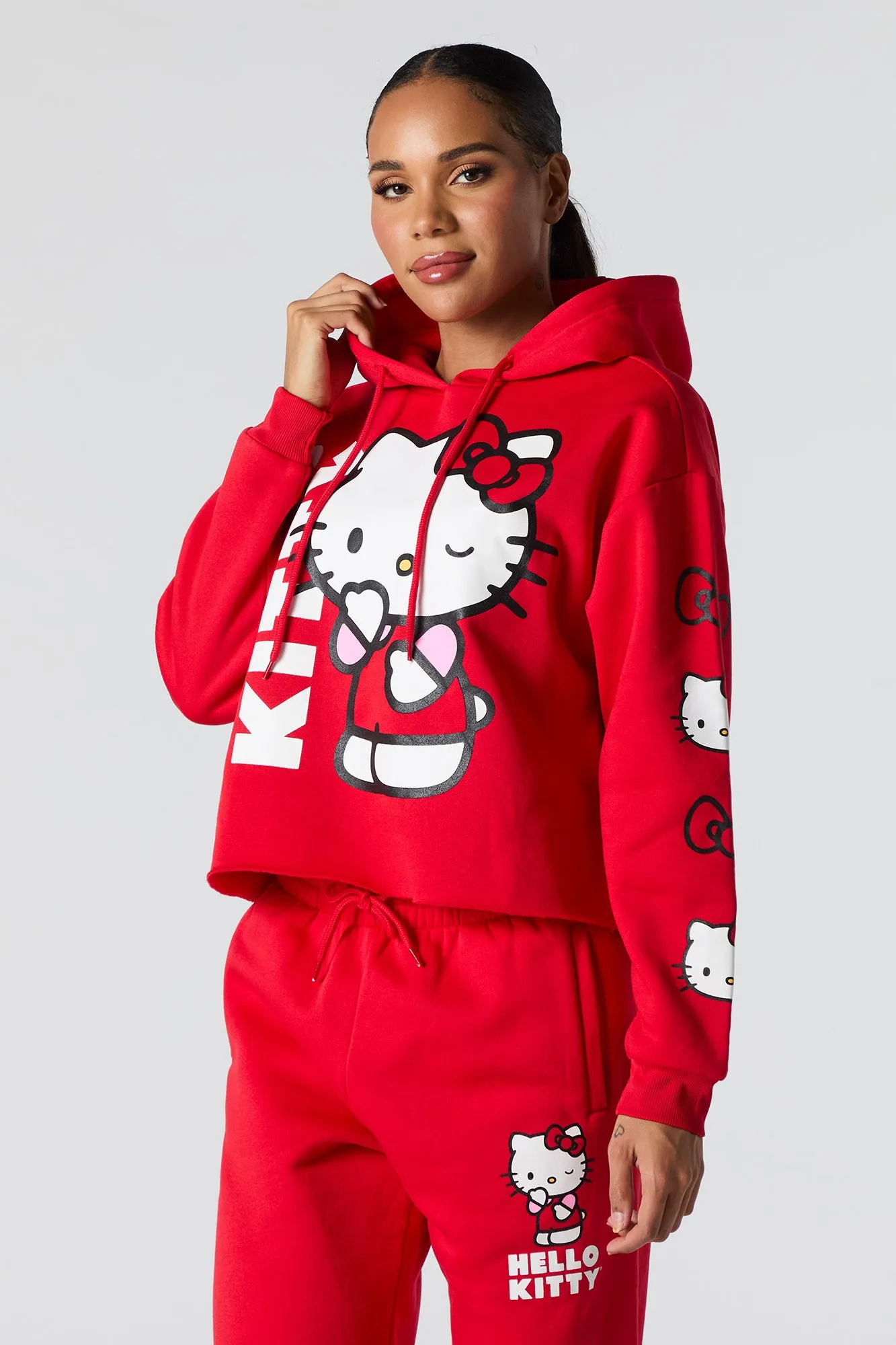Hello Kitty Graphic Fleece Cropped Hoodie sold by Urban Planet