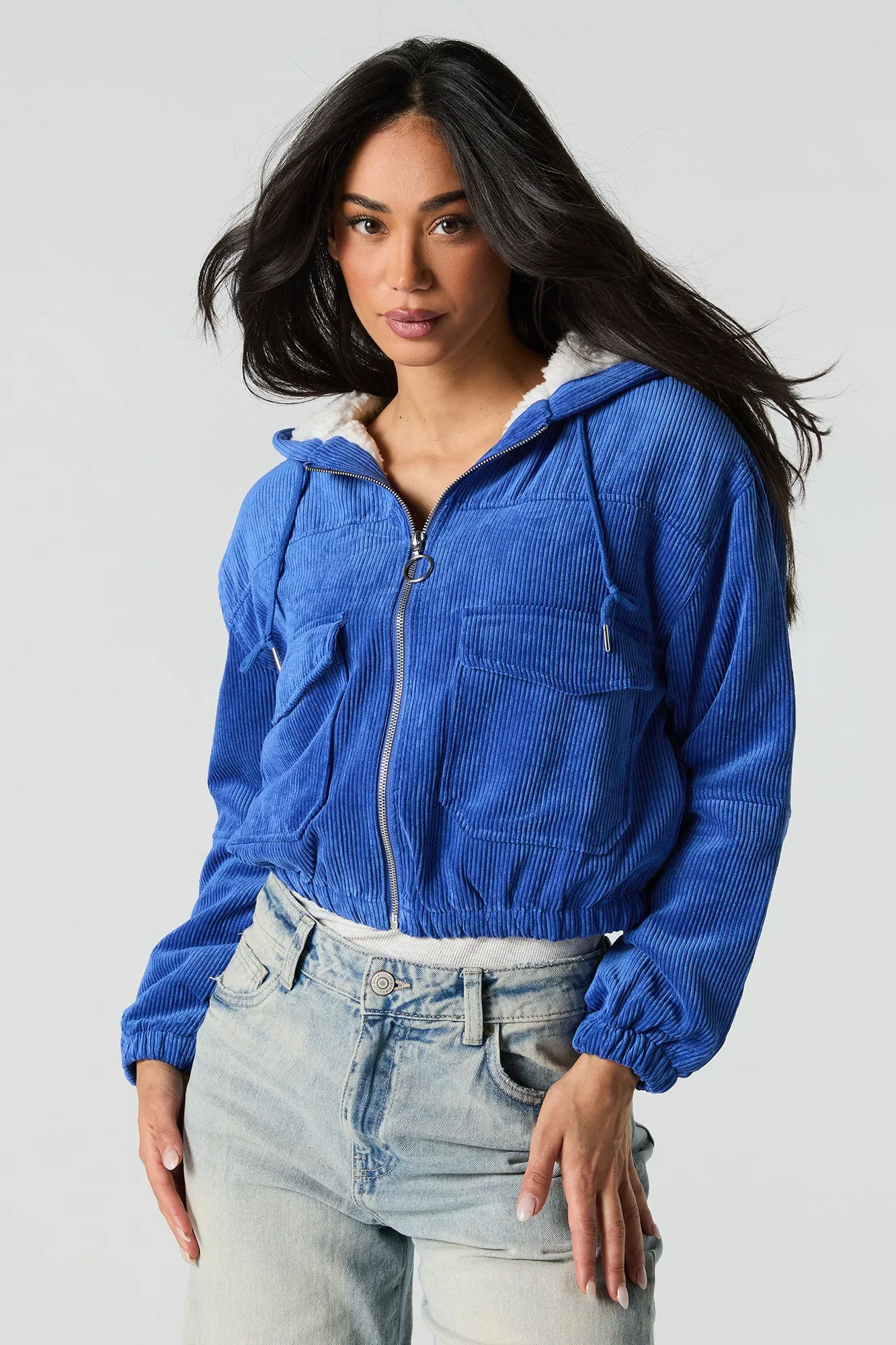 Corduroy Sherpa Lined Zip-Up Jacket sold by Urban Planet