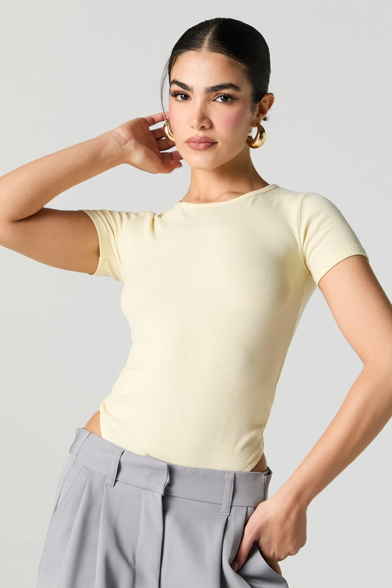 Ribbed Short Sleeve Bodysuit sold by Urban Planet product image thumbnail 4