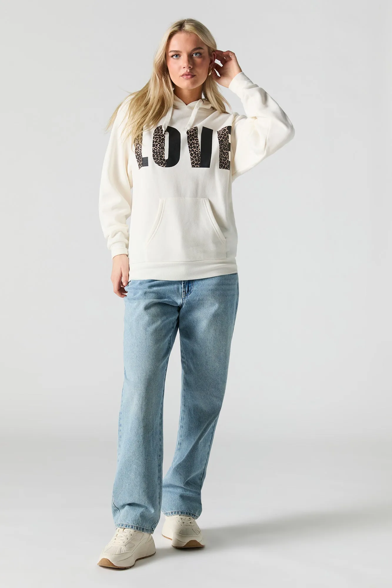 LOVE Cheetah Graphic Fleece Hoodie sold by Urban Planet product image thumbnail 3