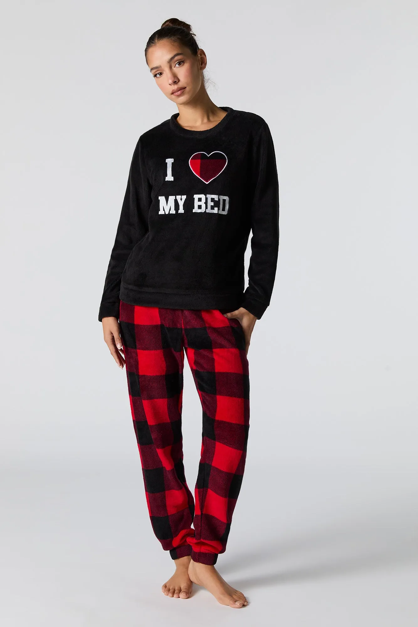 Plush Long Sleeve Top & Pant 2 Piece Pajama Gift Set sold by Urban Planet product image thumbnail 5