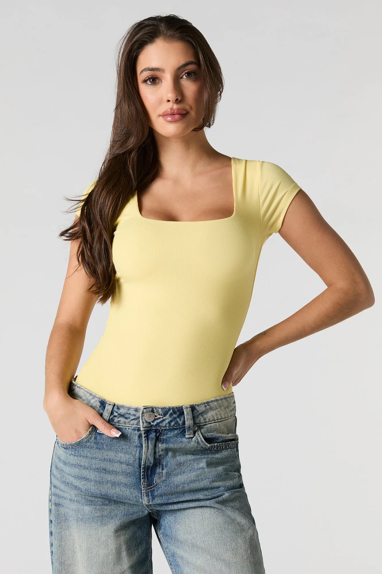 Maillot profilé côtelé avec encolure carrée sold by Urban Planet