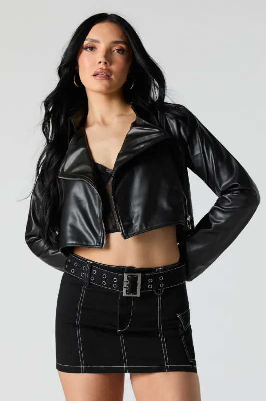 Cropped Faux Leather Jacket sold by Urban Planet