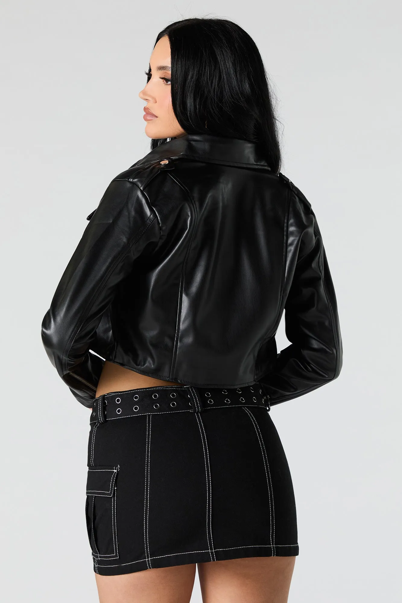 Cropped Faux Leather Jacket sold by Urban Planet product image thumbnail 2
