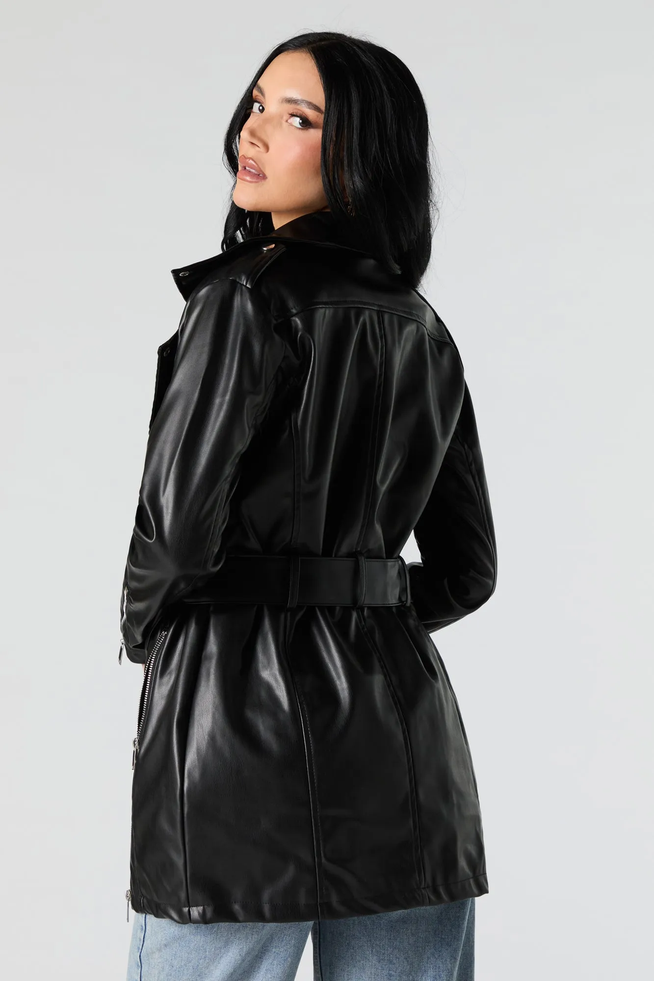 Faux Leather Trench Coat sold by Urban Planet product image thumbnail 2