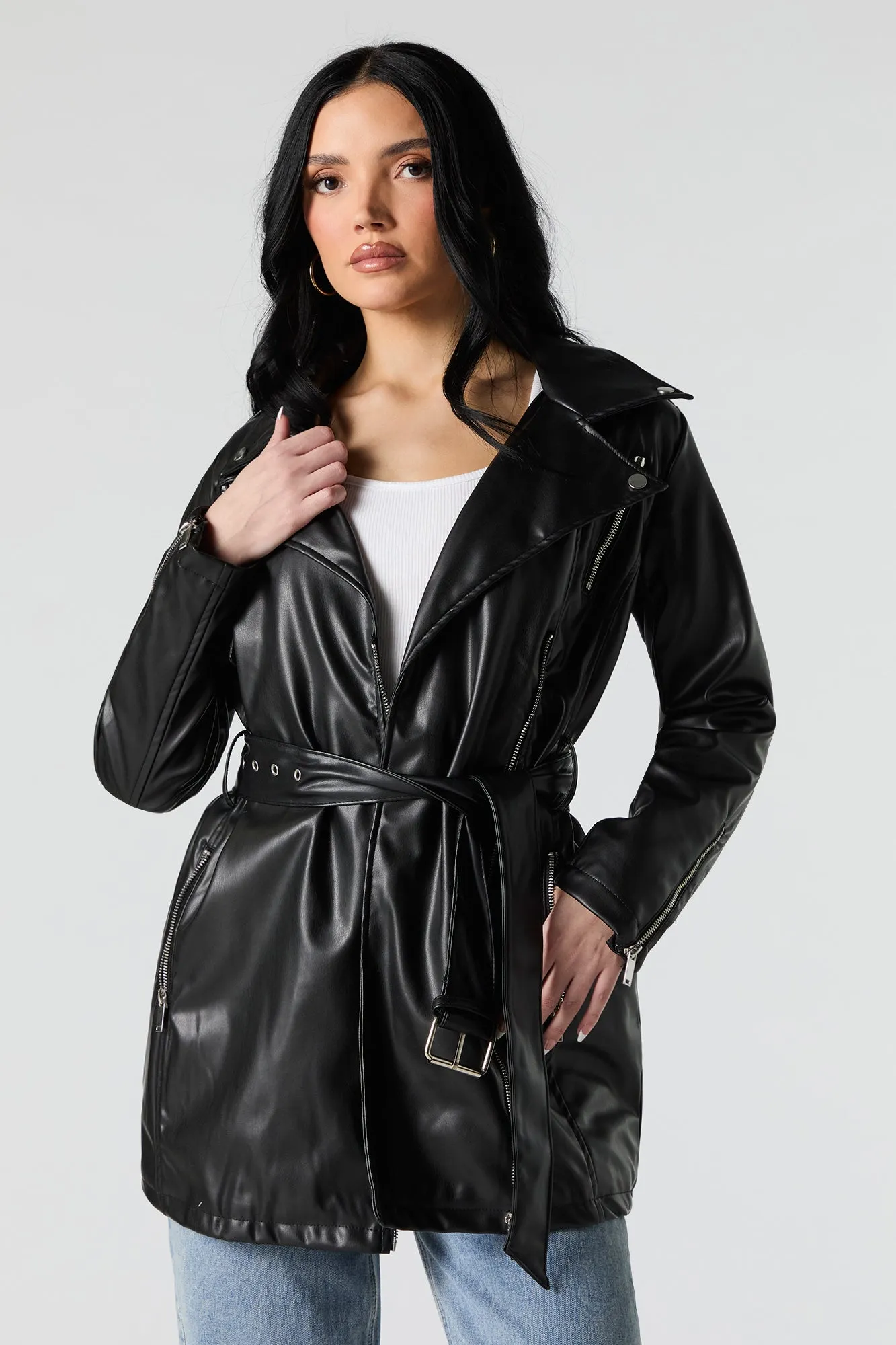 Faux Leather Trench Coat sold by Urban Planet