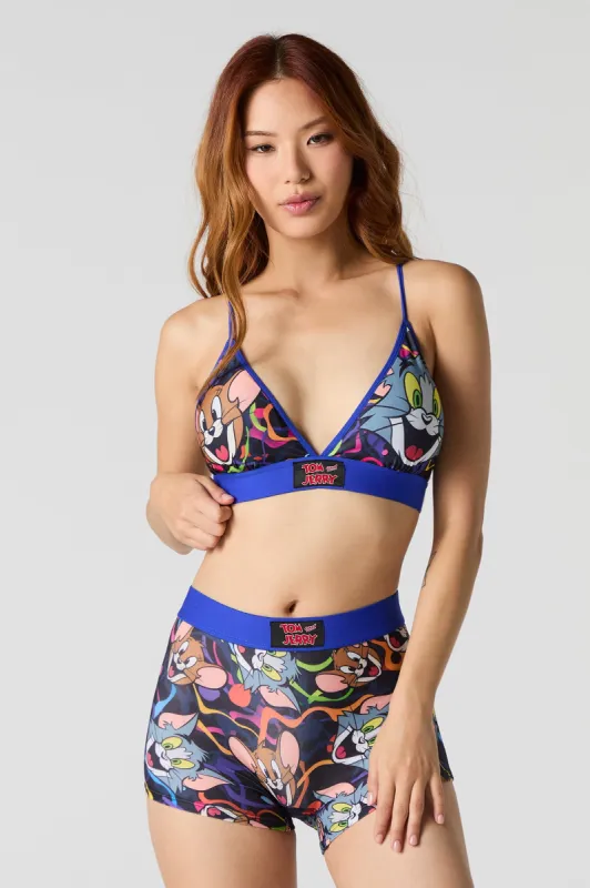 Ensemble avec bralette triangulaire et short garçonne avec imprimé Tom and Jerry sold by Urban Planet