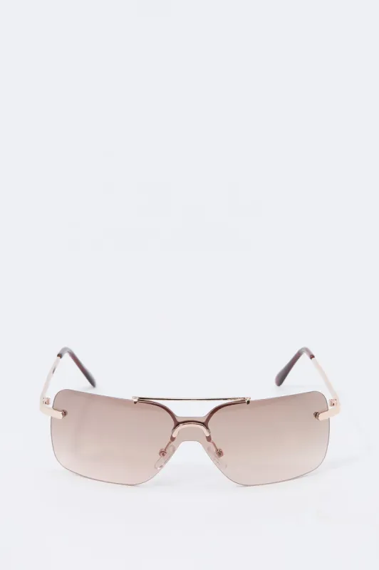 Rimless Rectangle Sunglasses sold by Urban Planet