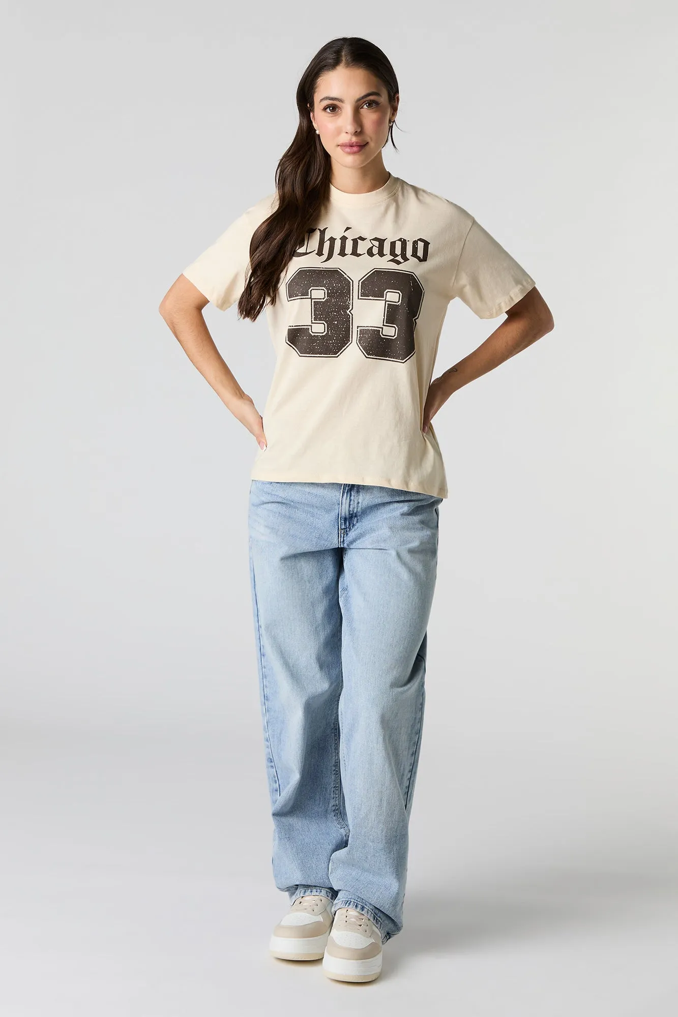 T-shirt de coupe garçonne à imprimé Chicago 33 sold by Urban Planet product image thumbnail 3