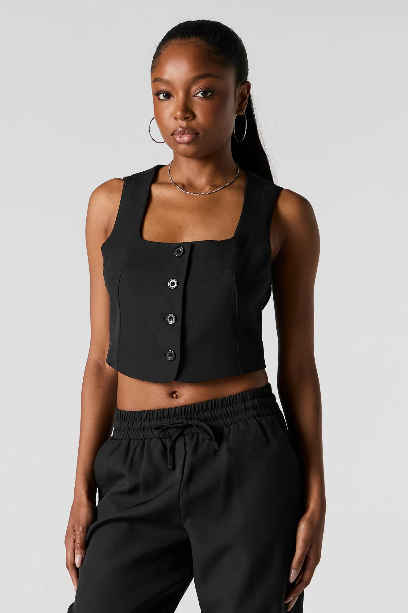 Square Neck Button Front Vest sold by Urban Planet product image thumbnail 4