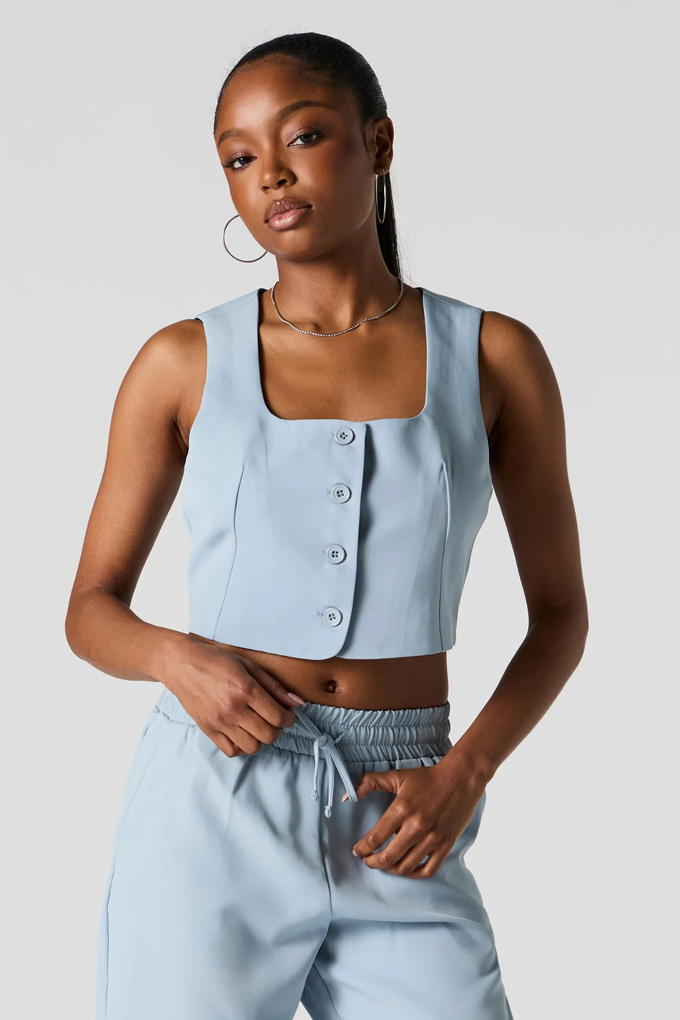 Square Neck Button Front Vest sold by Urban Planet