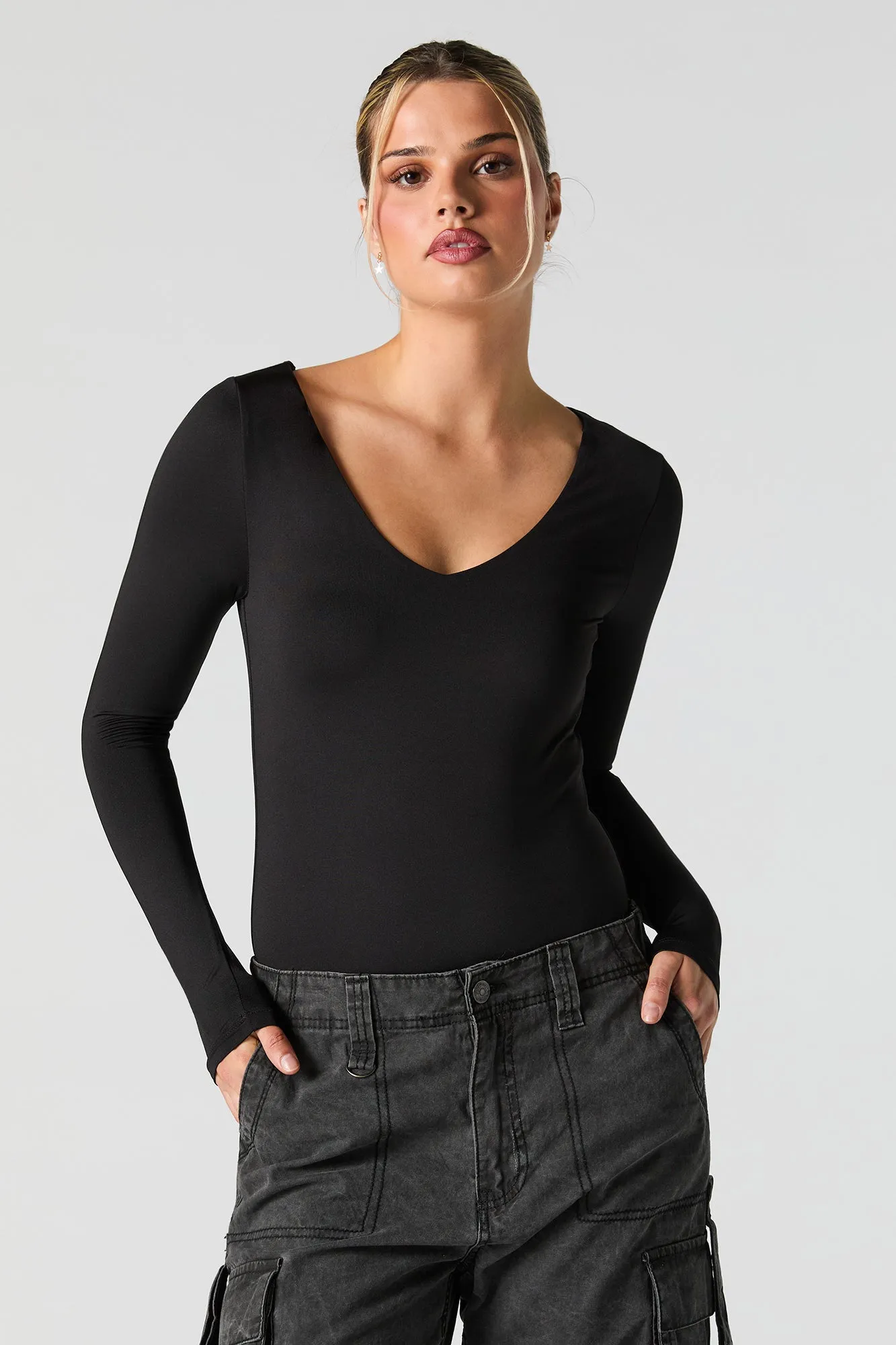 Contour V-Neck Long Sleeve Bodysuit sold by Urban Planet product image thumbnail 5
