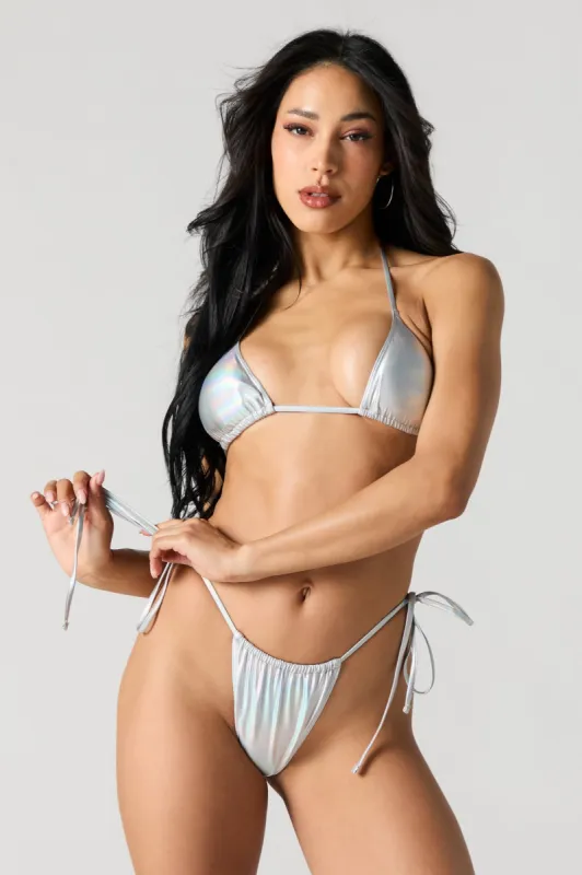 Iridescent Triangle Bikini Top sold by Urban Planet