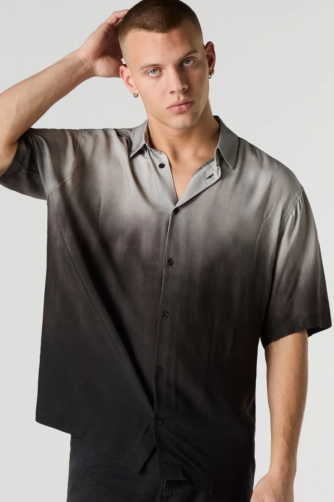 Ombre Print Button-Up Top sold by Urban Planet