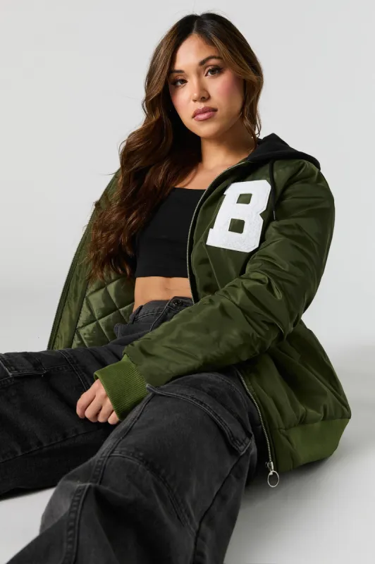 Blouson aviateur en motif brodé Lettre en chenille sold by Urban Planet