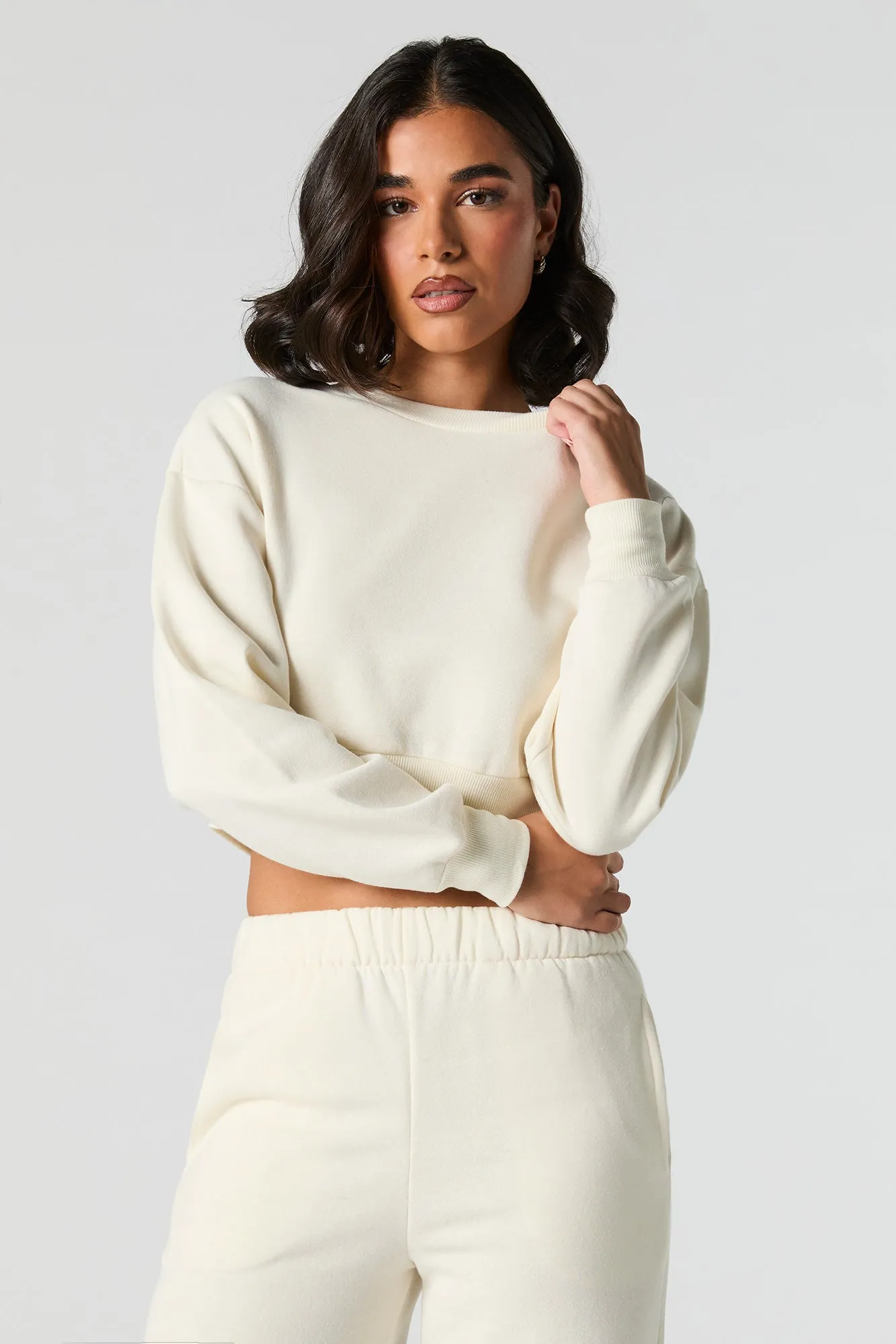 Cropped Fleece Sweatshirt sold by Urban Planet