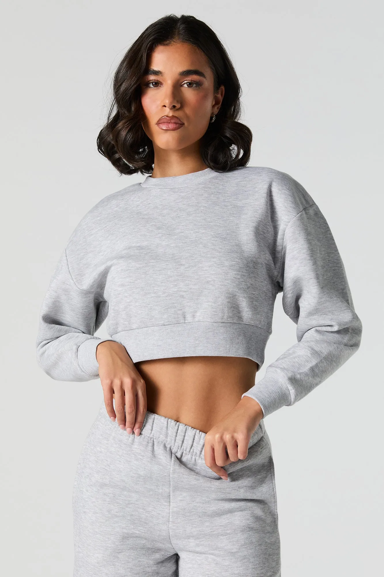 Cropped Fleece Sweatshirt sold by Urban Planet product image thumbnail 4