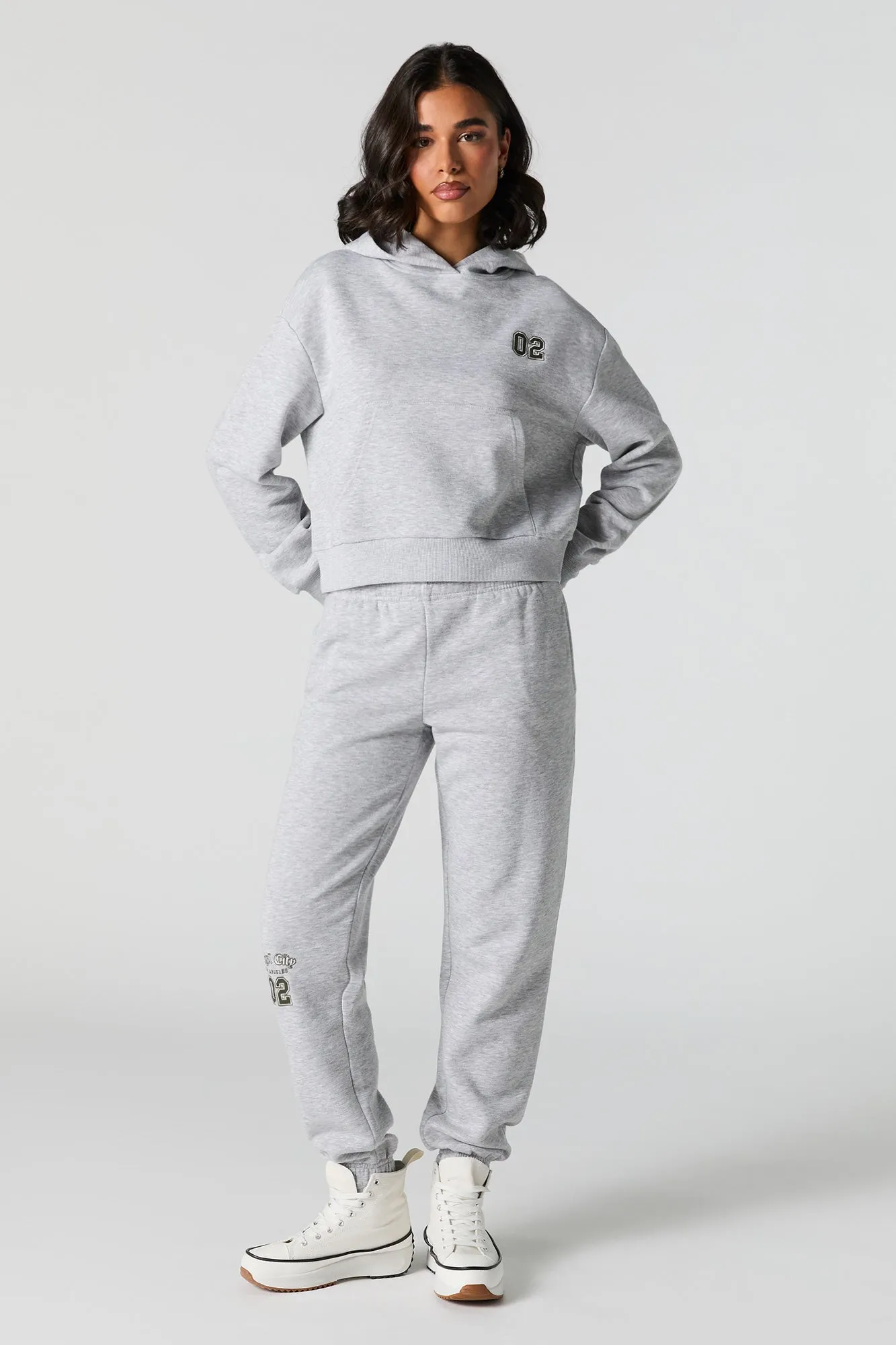 Embroidered Cropped Fleece Hoodie sold by Urban Planet product image thumbnail 3