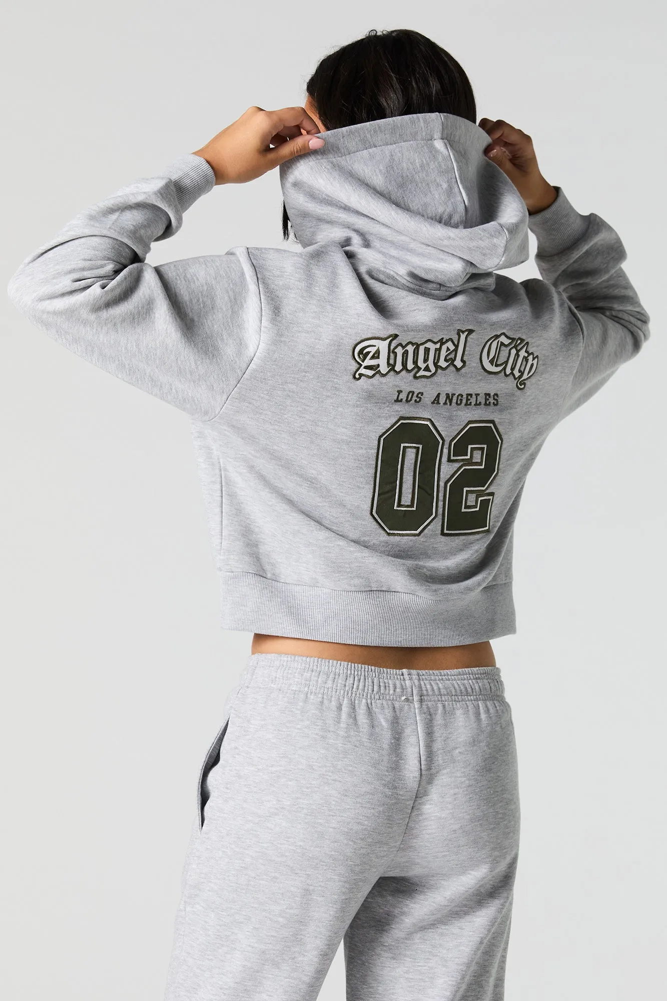 Embroidered Cropped Fleece Hoodie sold by Urban Planet