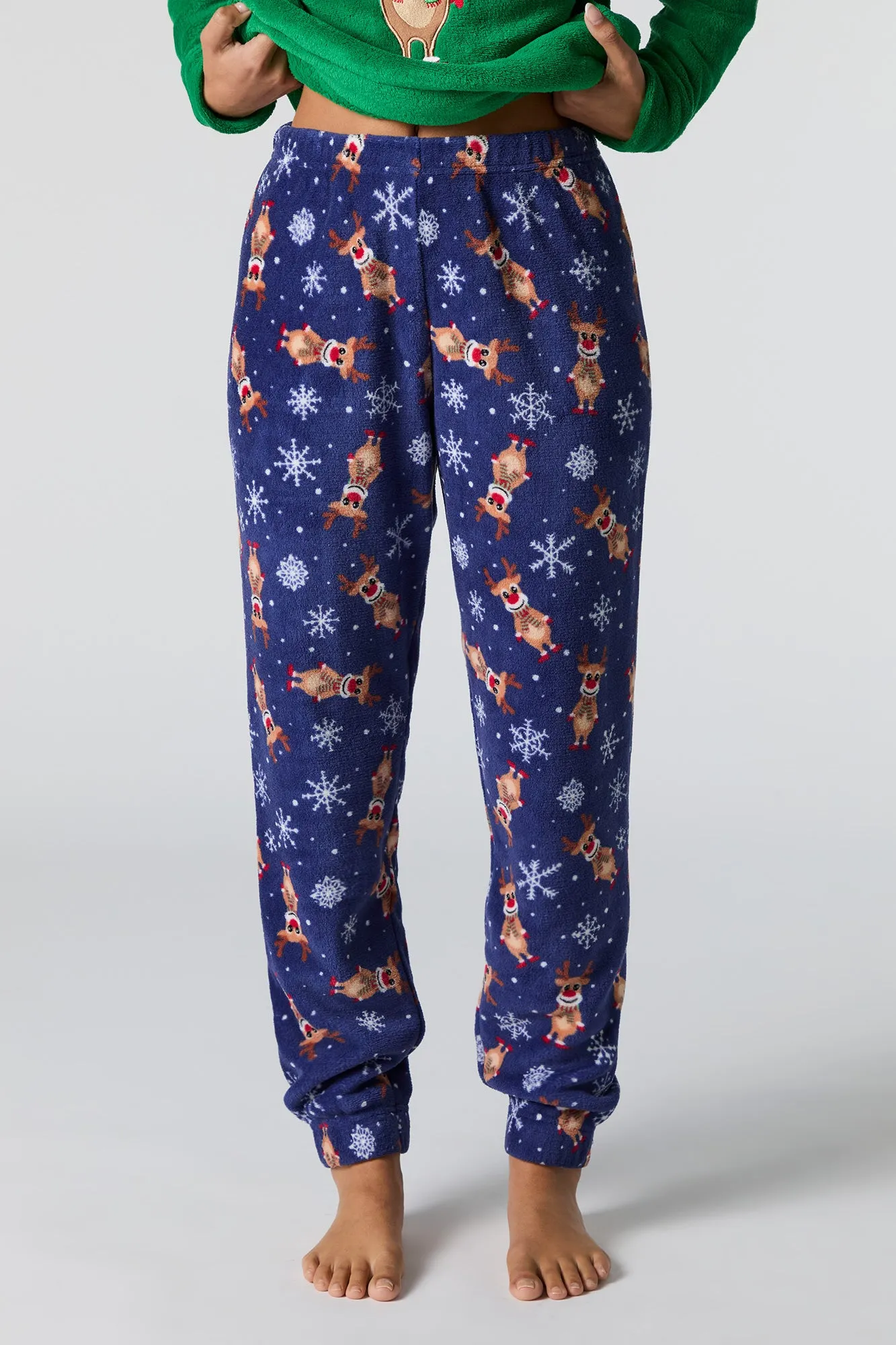 Holiday Plush Long Sleeve Top & Pant 2 Piece Pajama Set sold by Urban Planet product image thumbnail 3