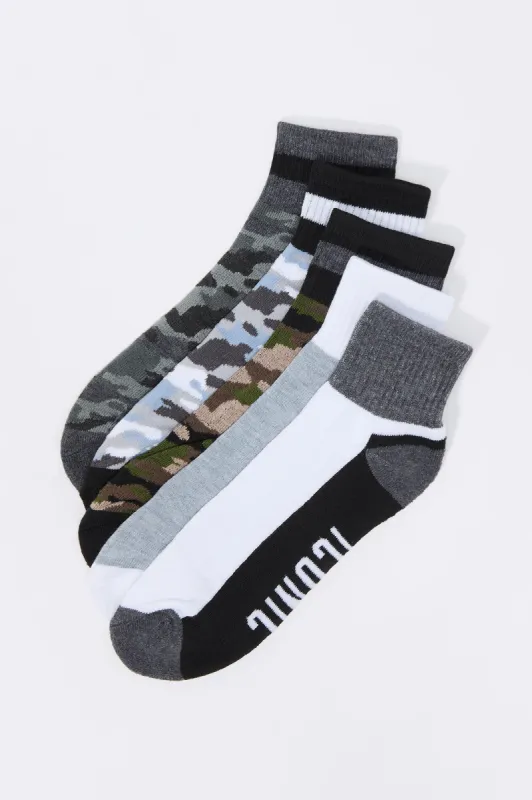 Camo Athletic Quarter Socks (5 Pack) sold by Urban Planet