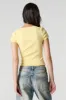 T-shirt ultracourt côtelé à encolure dégagée avec liséré de dentelle avec boucles sold by Urban Planet