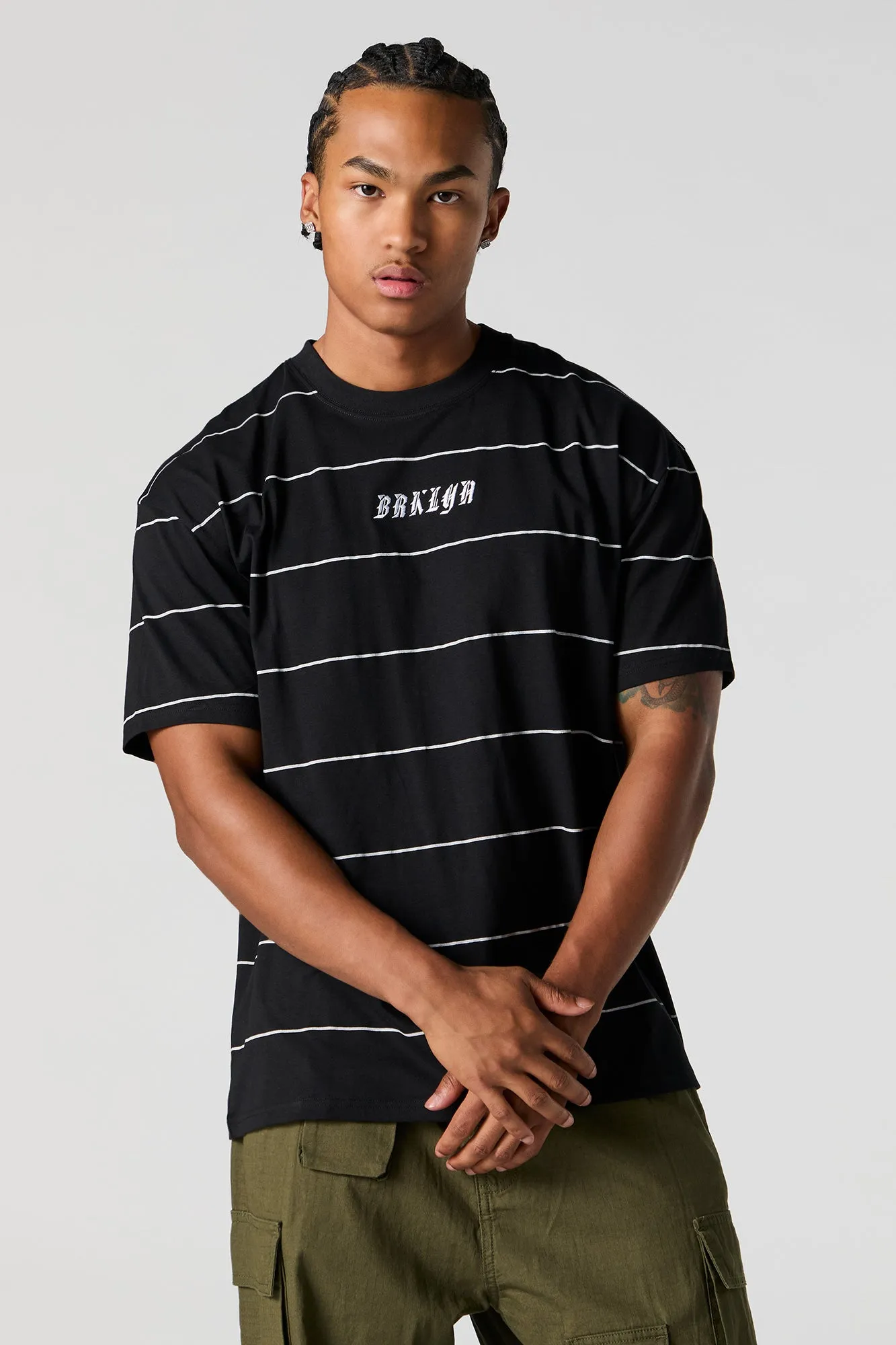 City Embroidered Striped T-Shirt sold by Urban Planet product image thumbnail 5