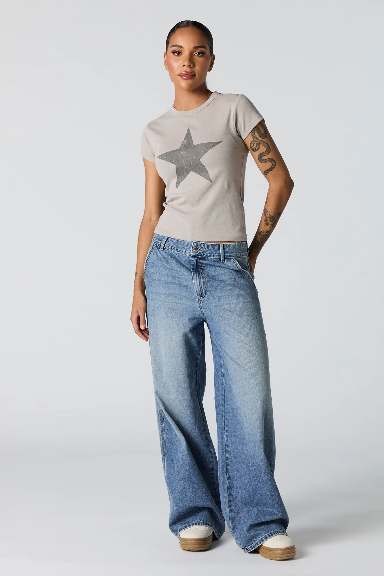 Distressed Star Graphic Fitted T-Shirt sold by Urban Planet product image thumbnail 3