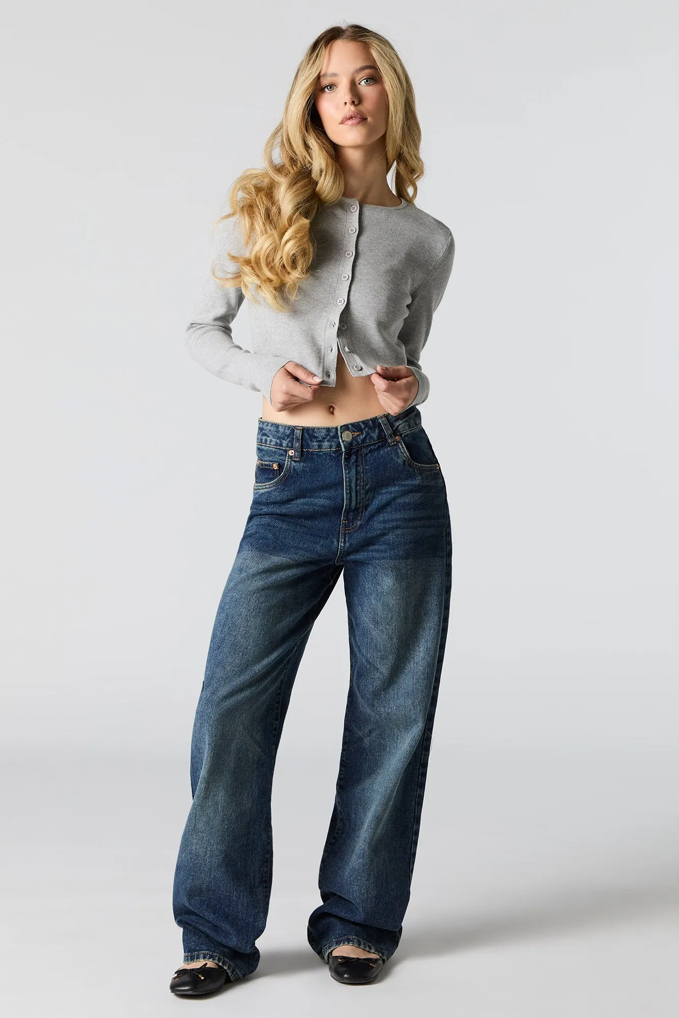 Ribbed Knit Button Front Cardigan sold by Urban Planet product image thumbnail 3