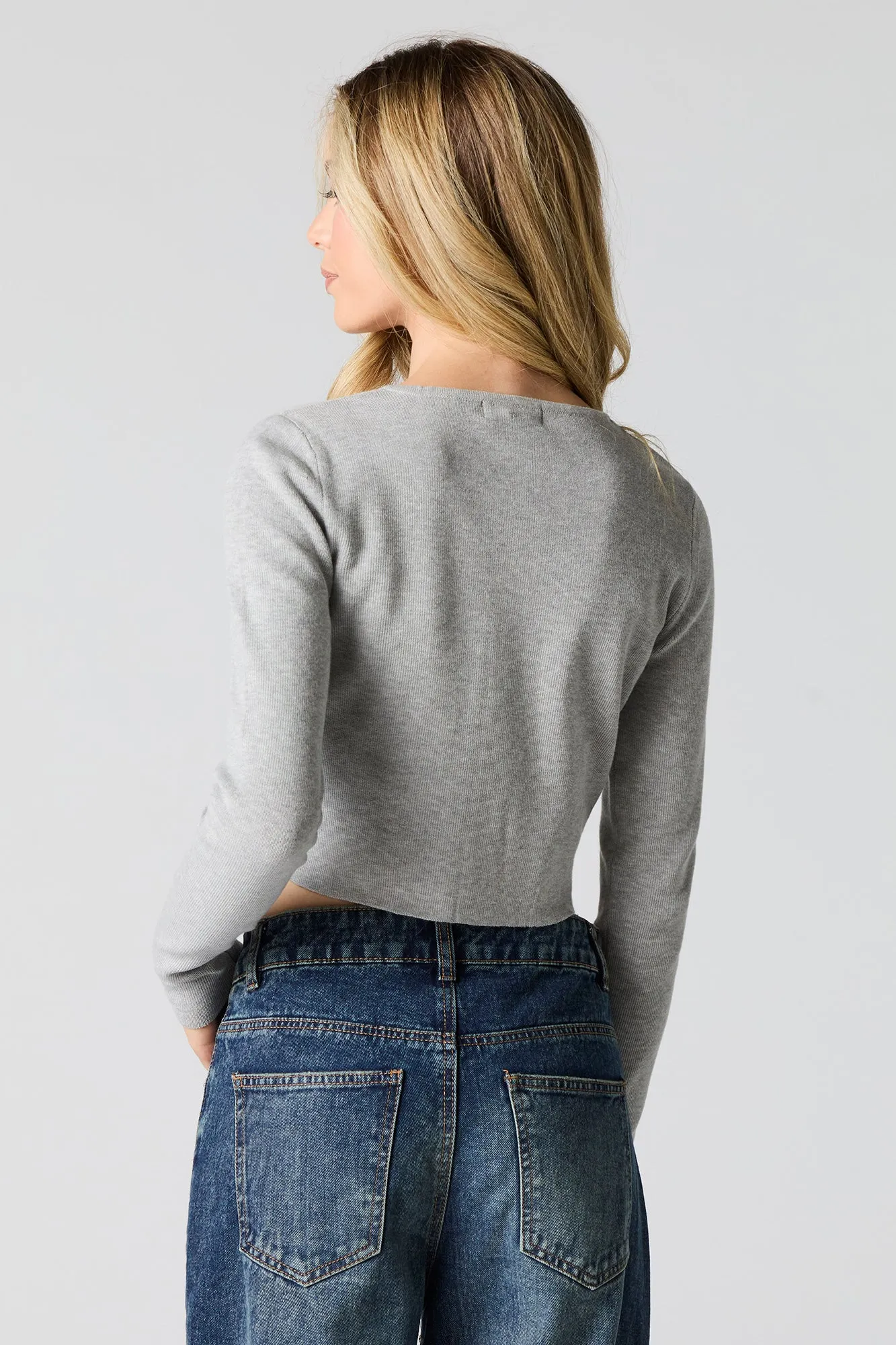 Ribbed Knit Button Front Cardigan sold by Urban Planet product image thumbnail 2