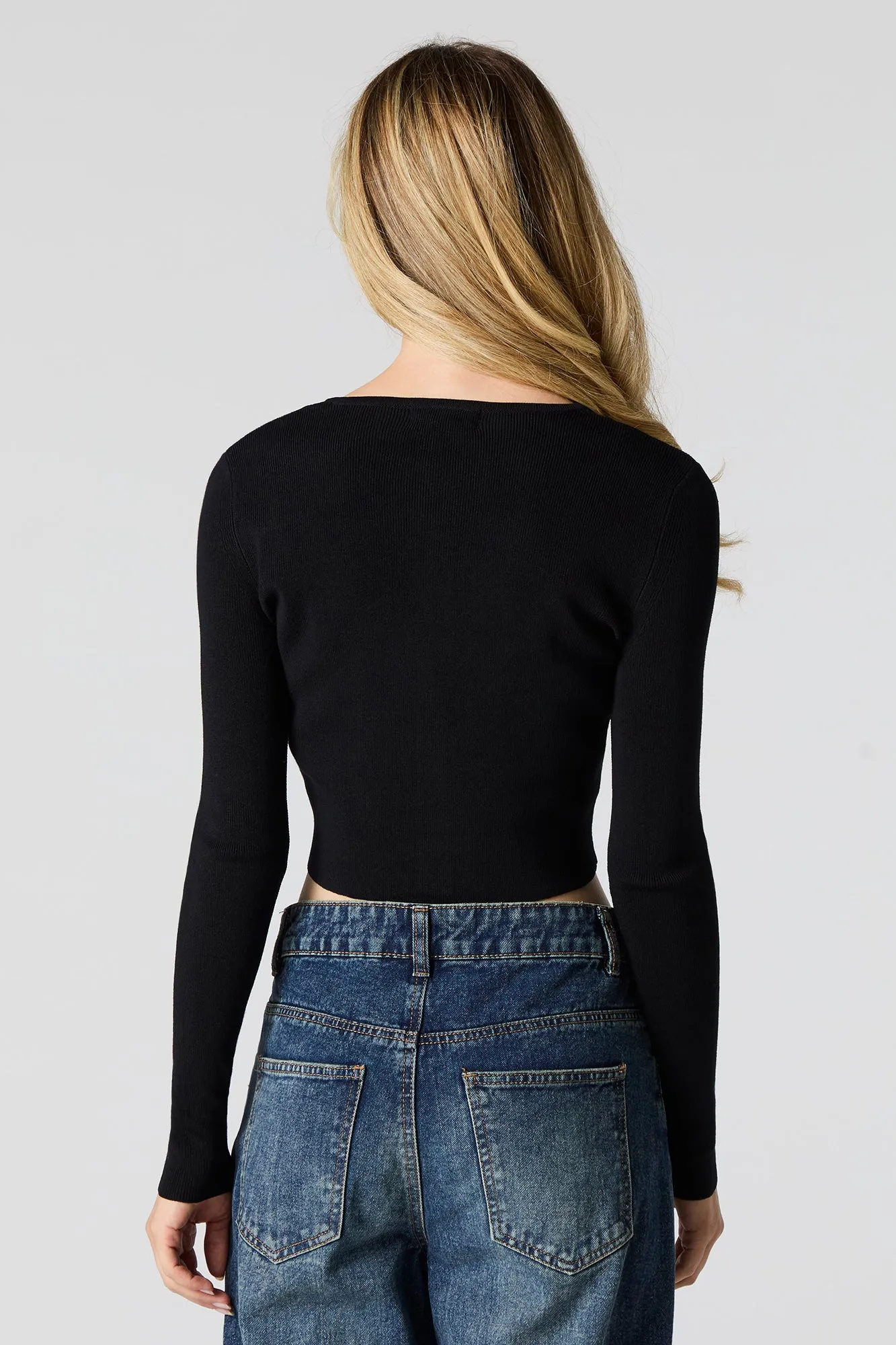 Ribbed Knit Button Front Cardigan sold by Urban Planet product image thumbnail 5