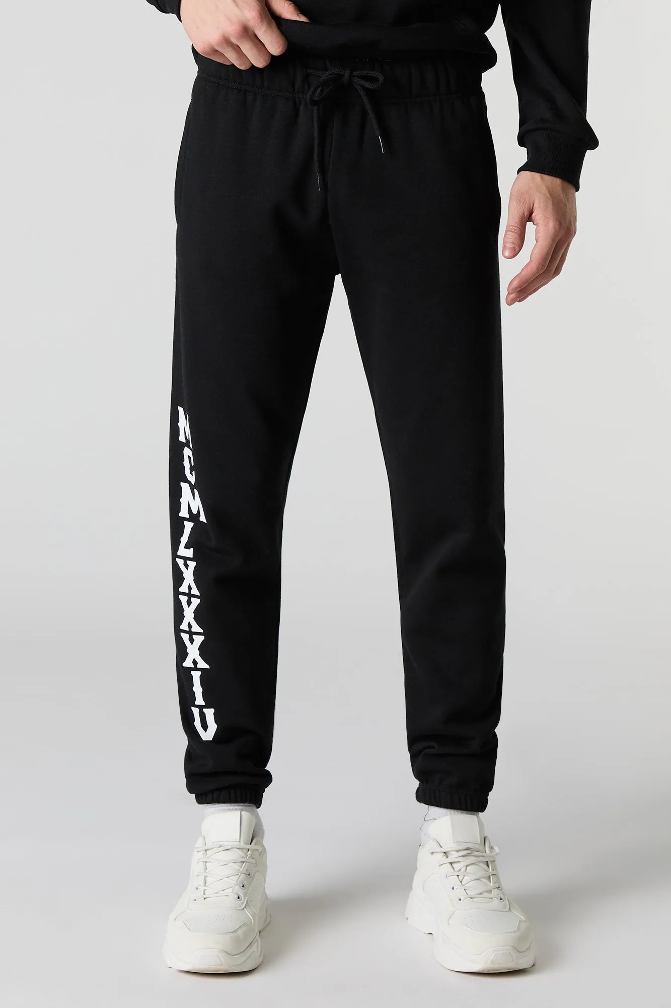 Leg Graphic Fleece Jogger sold by Urban Planet