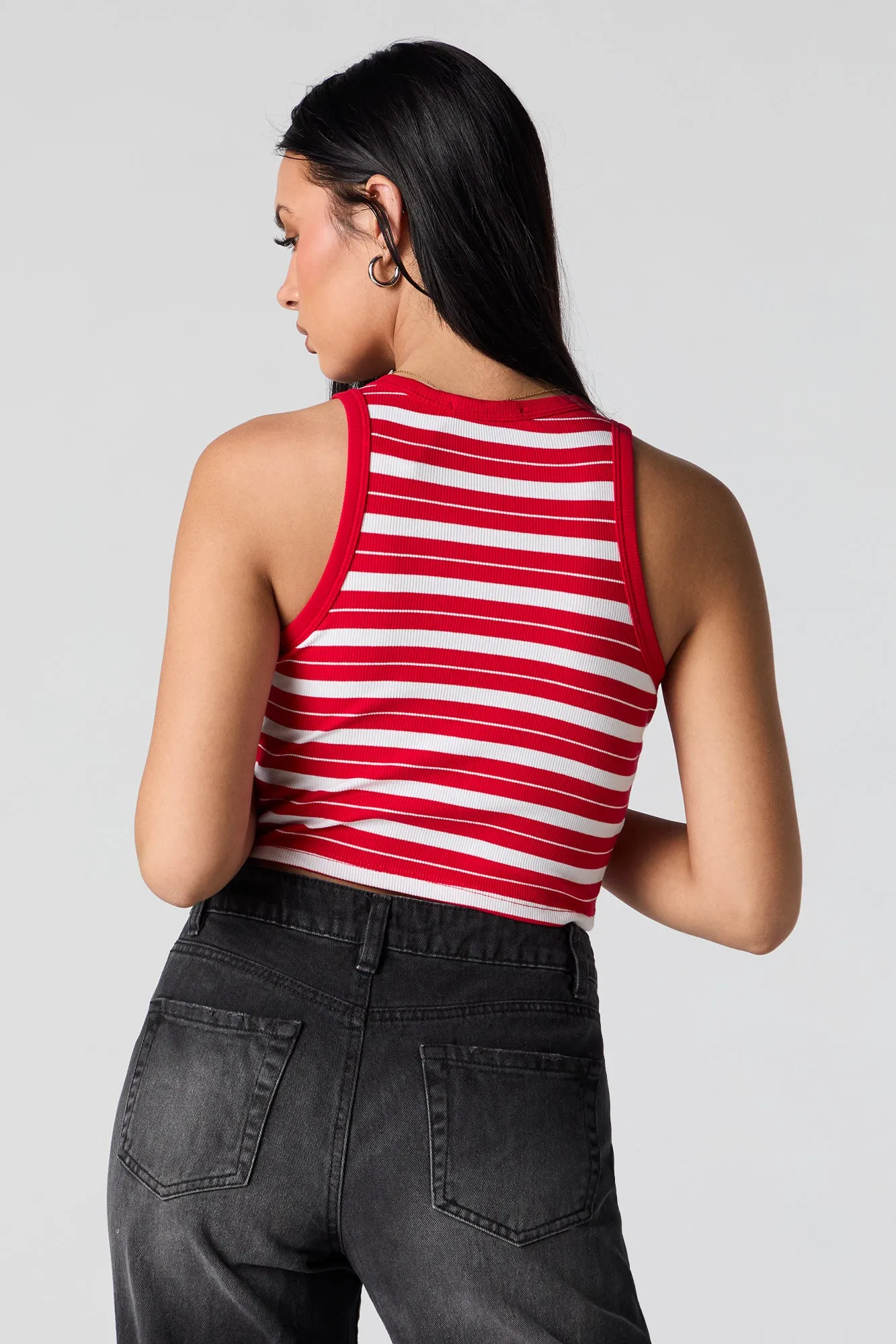 Striped Ribbed Cropped Tank sold by Urban Planet product image thumbnail 2