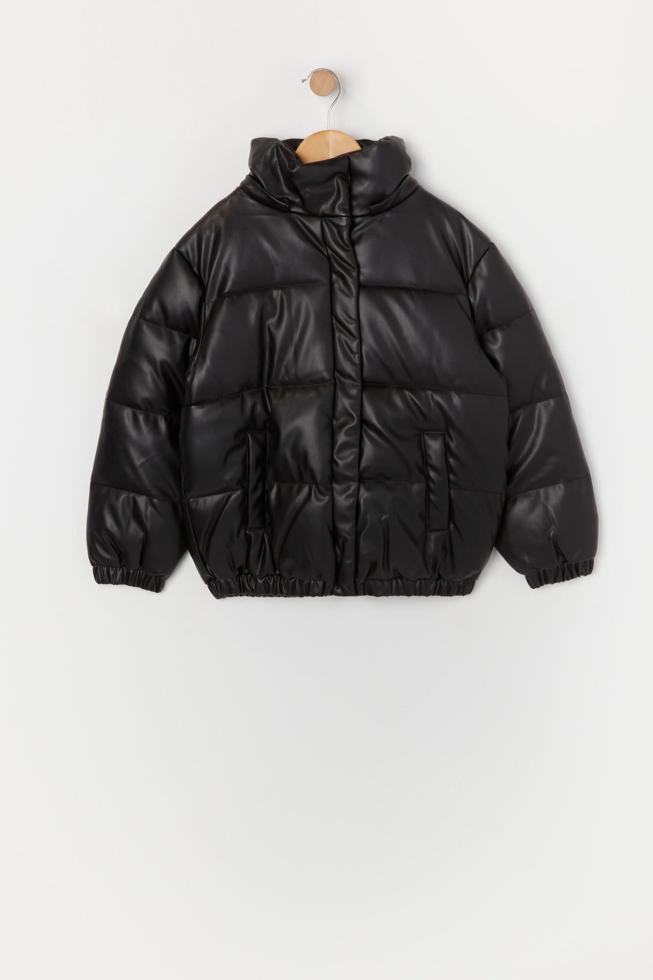 Girls Faux Leather Puffer Jacket sold by Urban Planet product image thumbnail 3