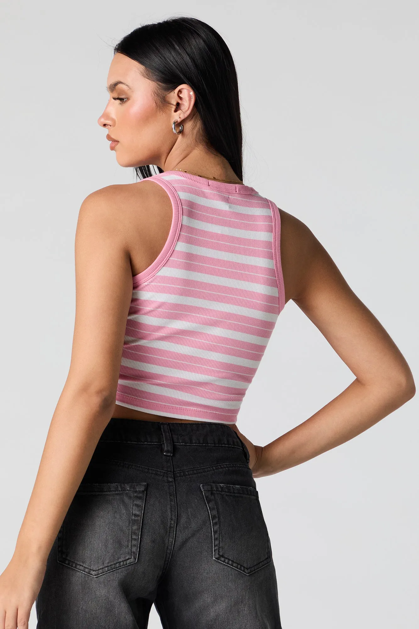 Striped Ribbed Cropped Tank sold by Urban Planet product image thumbnail 5