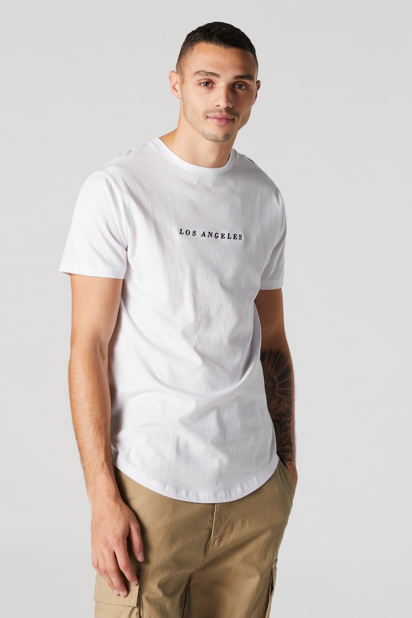 Los Angeles Graphic Longline Crew Neck T-Shirt sold by Urban Planet