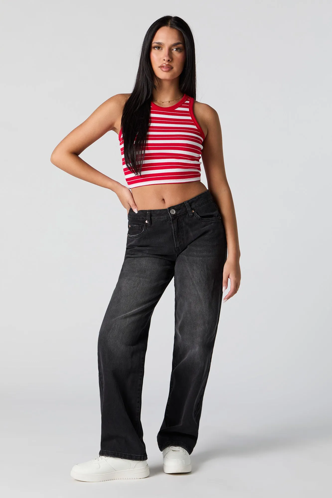 Striped Ribbed Cropped Tank sold by Urban Planet product image thumbnail 3