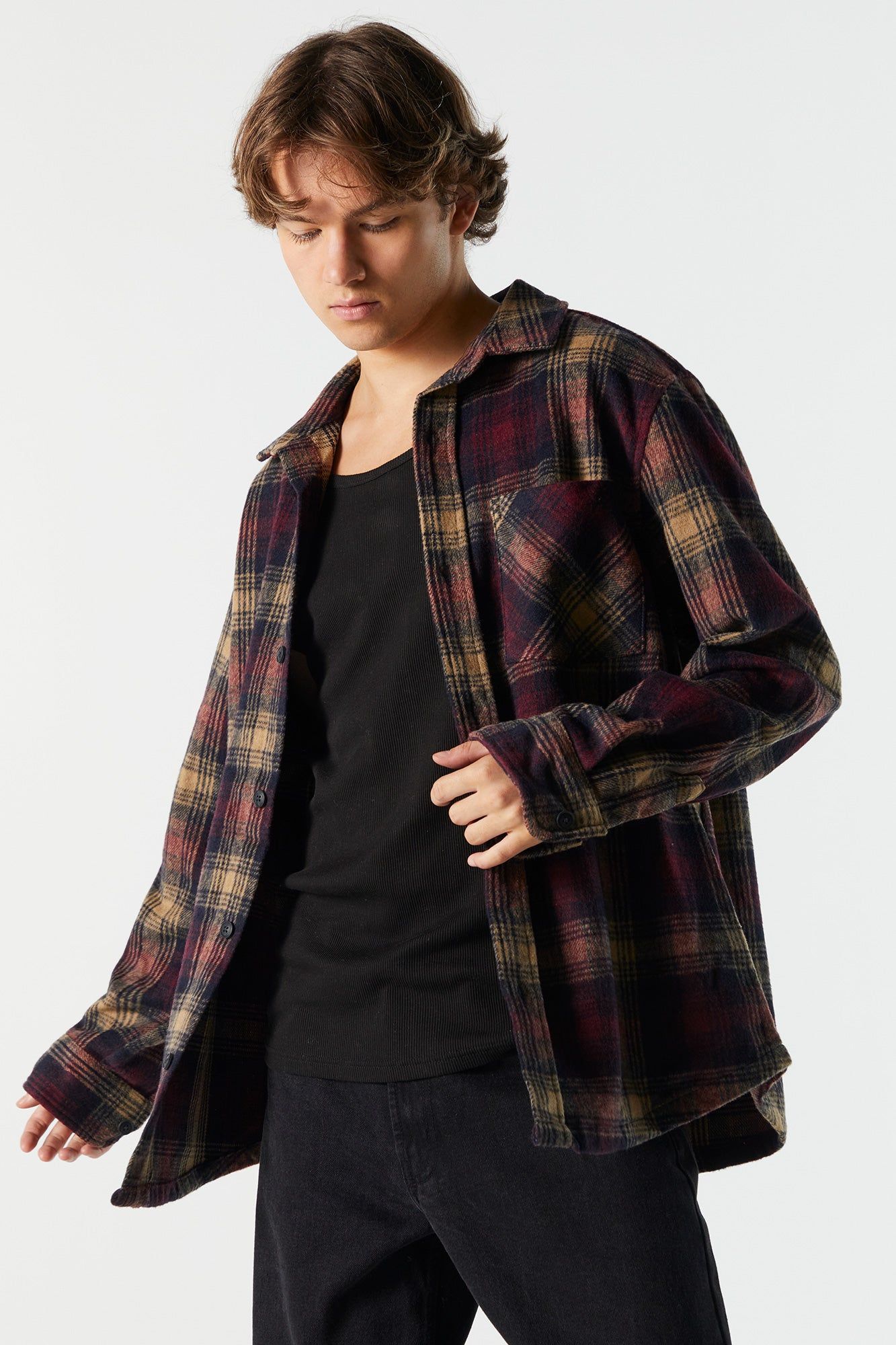 Single Pocket Plaid Flannel sold by Urban Planet product image thumbnail 2