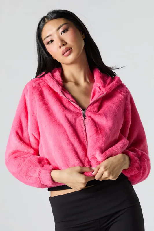 Faux Fur Hooded Jacket sold by Urban Planet