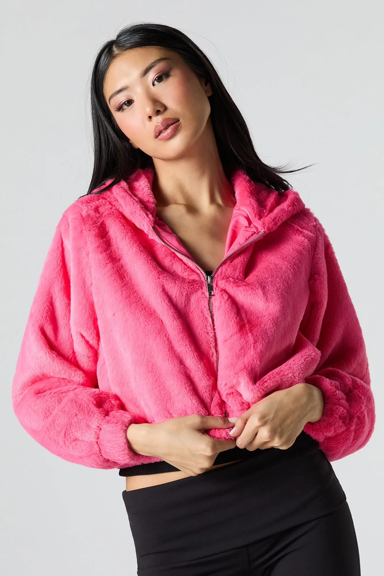 Faux Fur Hooded Jacket sold by Urban Planet