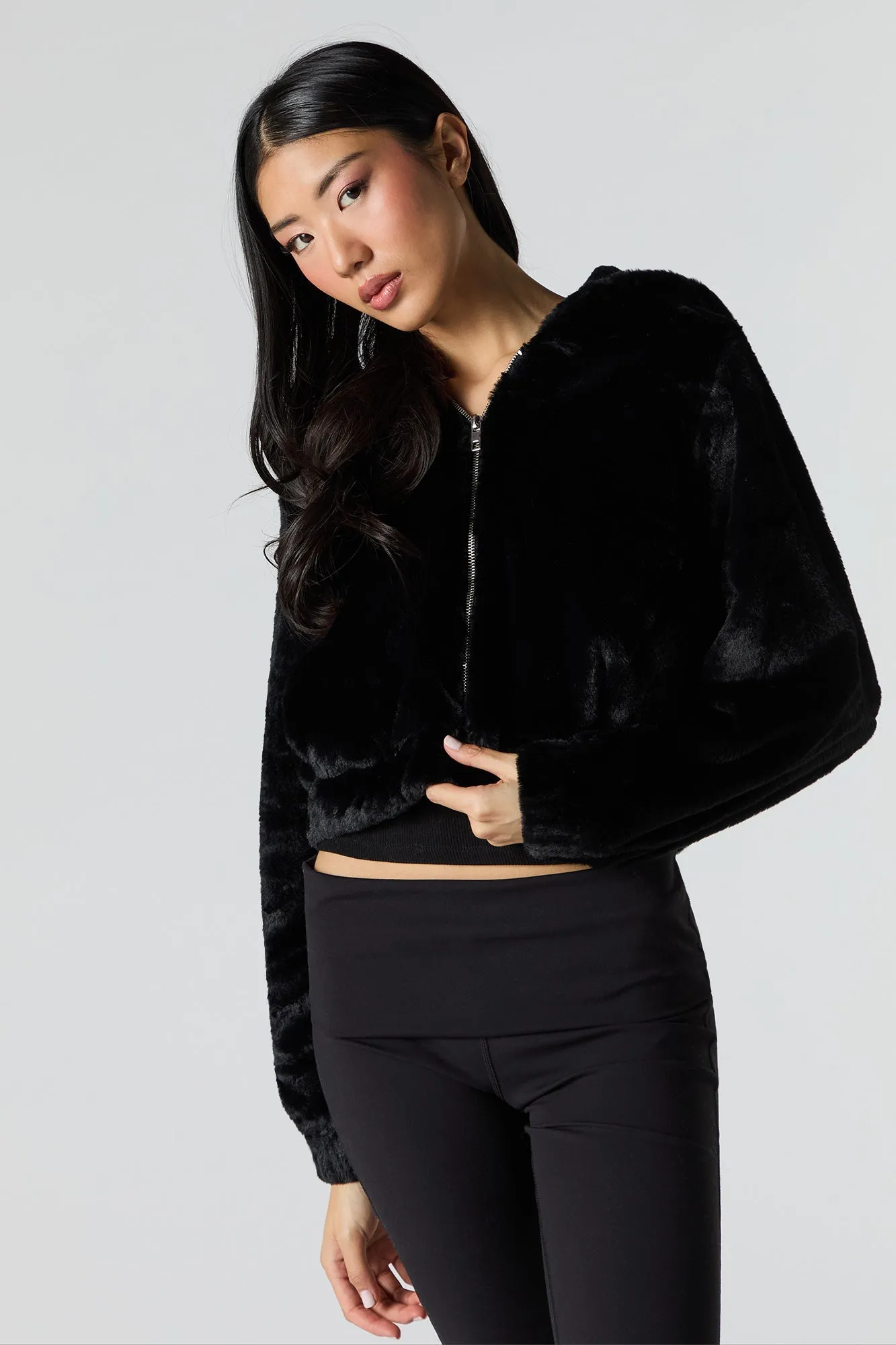 Faux Fur Hooded Jacket sold by Urban Planet product image thumbnail 4