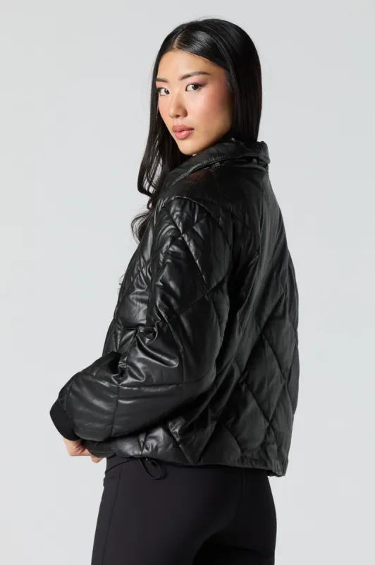 Blouson en similicuir matelassé sold by Urban Planet