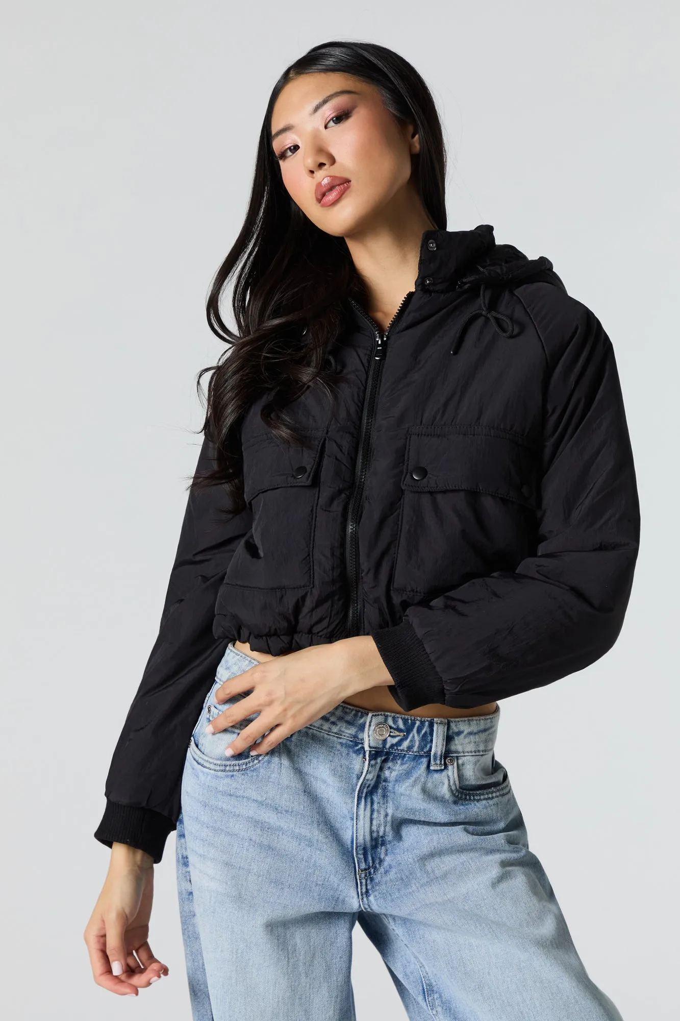 Nylon Hooded Bomber Jacket sold by Urban Planet product image thumbnail 5