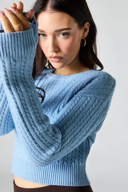Cable Knit Cropped Sweater sold by Urban Planet