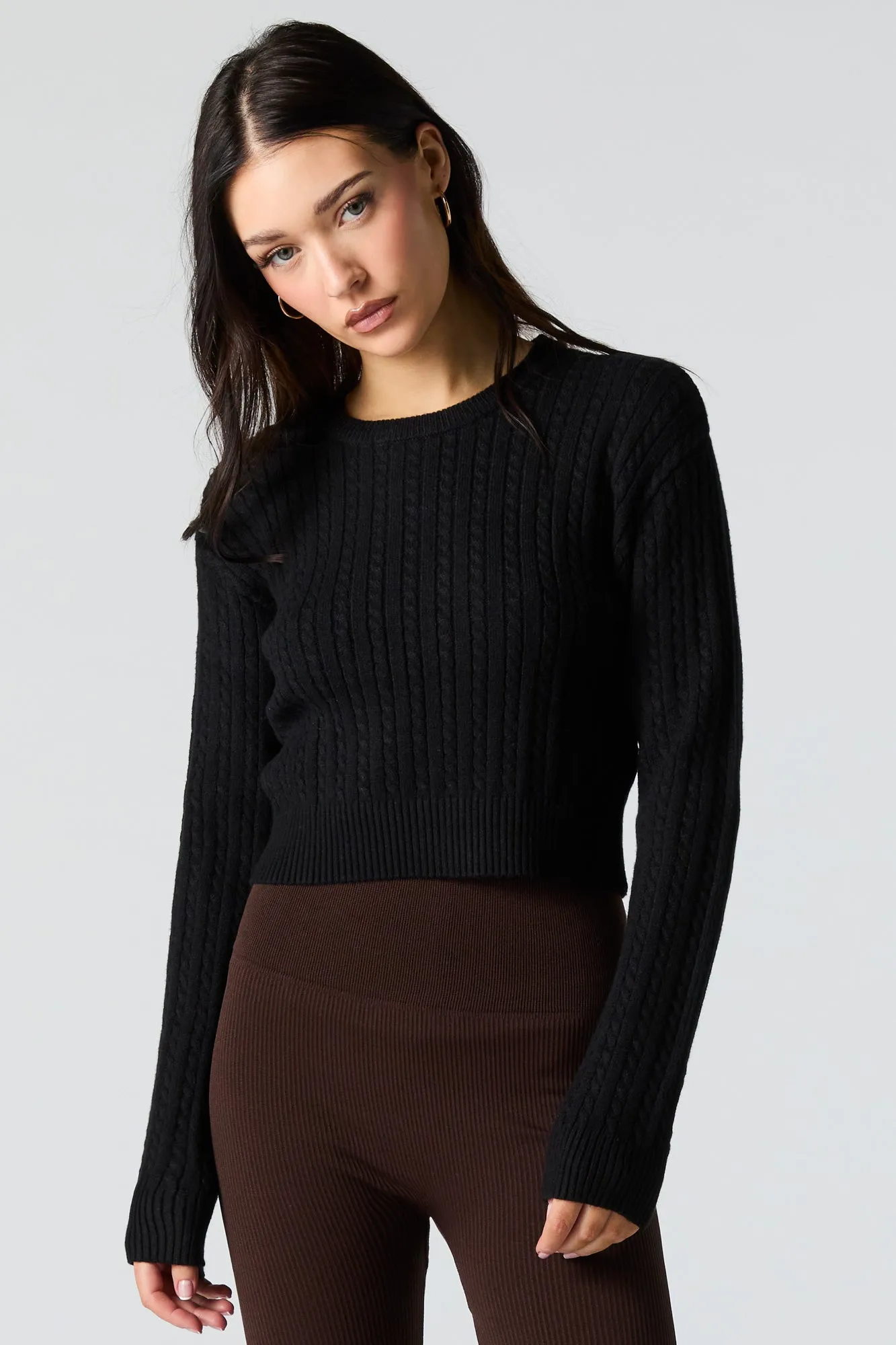 Cable Knit Cropped Sweater sold by Urban Planet product image thumbnail 5