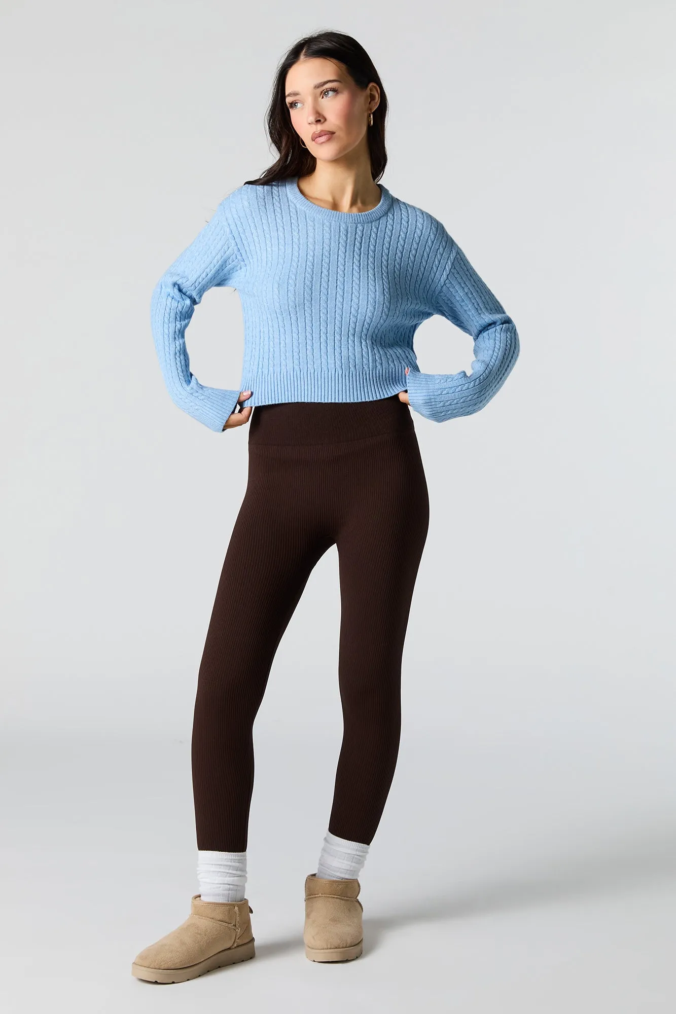 Chandail court en tricot torsadé sold by Urban Planet product image thumbnail 3