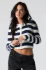 Cardigan rayé boutonné en tricot côtelé sold by Urban Planet