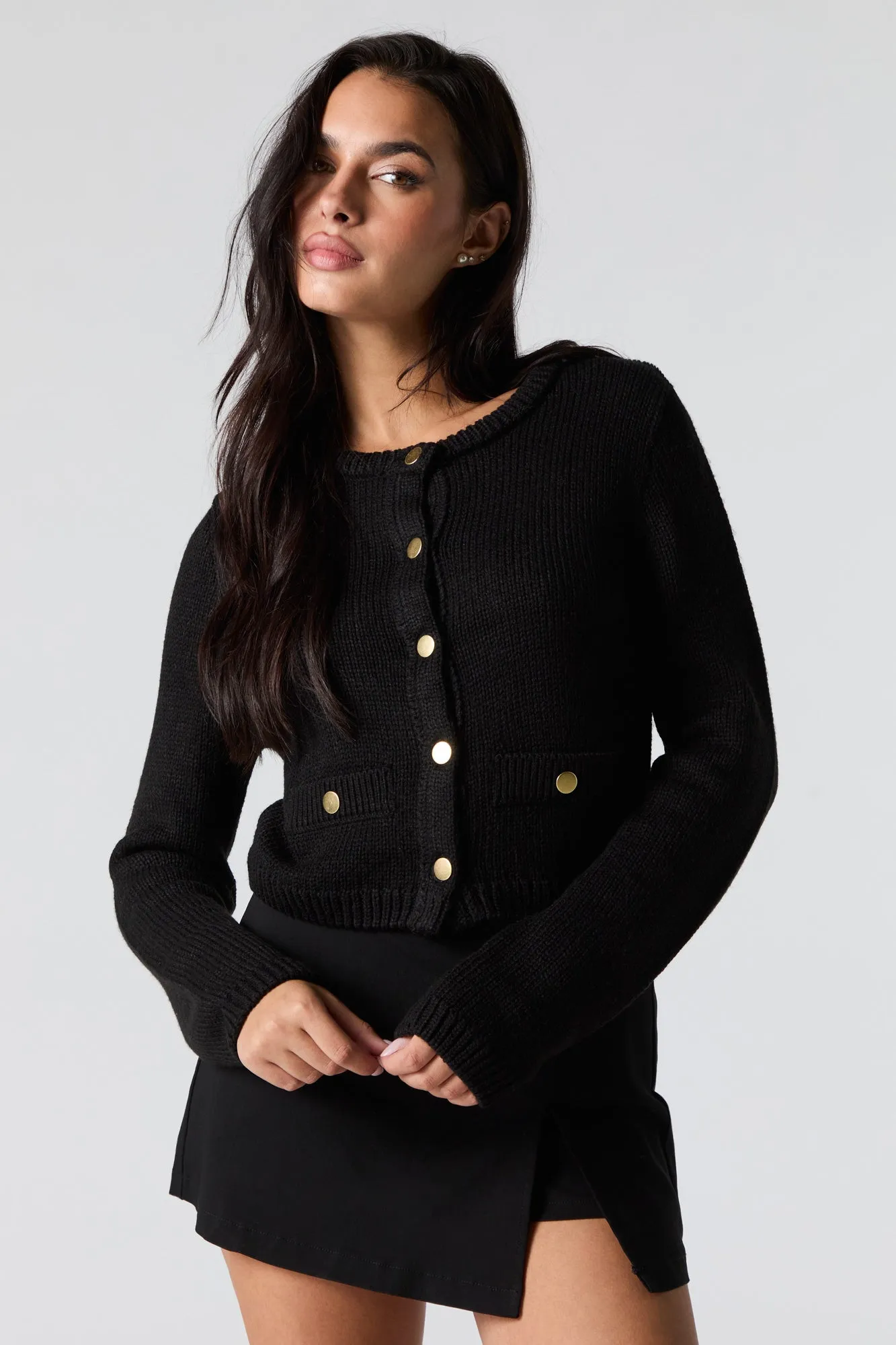 Ribbed Knit Snap Button Cardigan sold by Urban Planet product image thumbnail 4