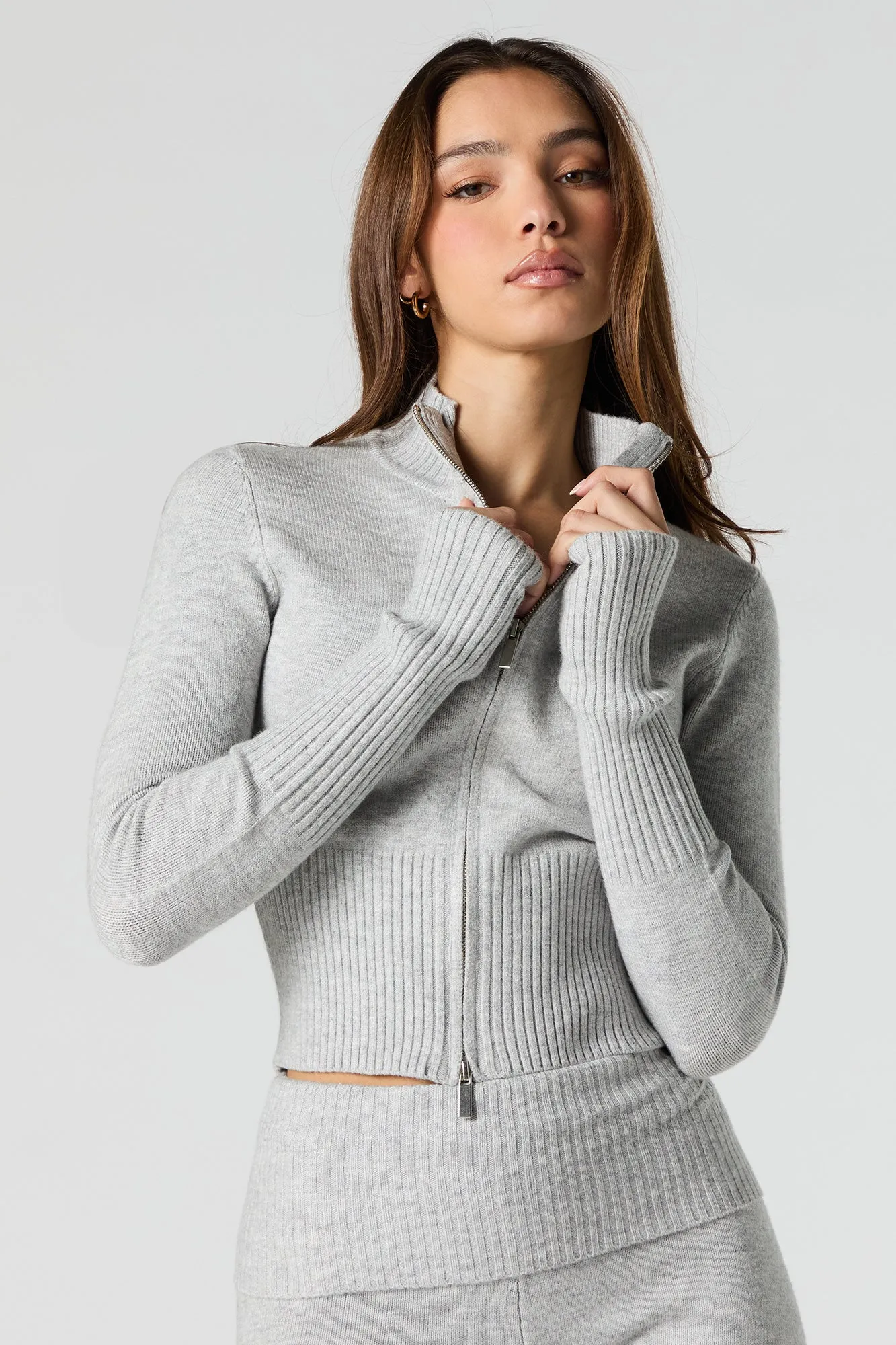 Mock Neck Zip-Up Sweater sold by Urban Planet product image thumbnail 5